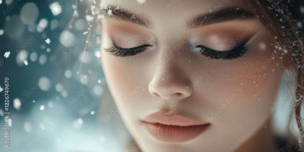 A close-up shot of a woman with her eyes shut, likely in deep thought or meditation A close-up shot of a woman with her eyes shut, likely in deep thought or meditation