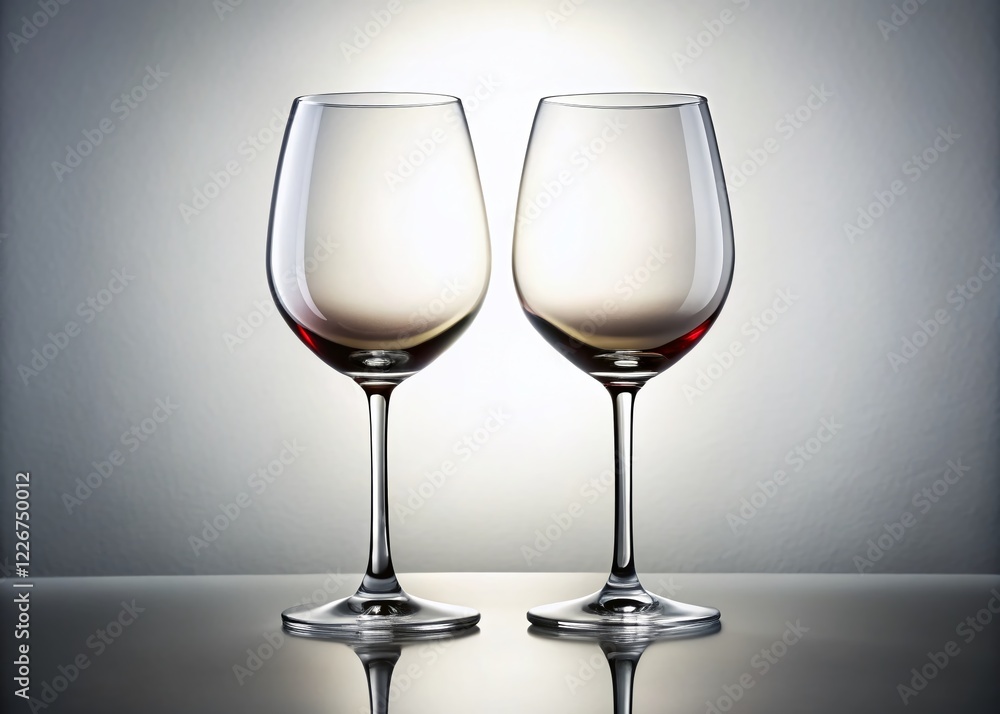 Fototapeta premium Empty Wine Glasses Isolated - Elegant Background, High Quality