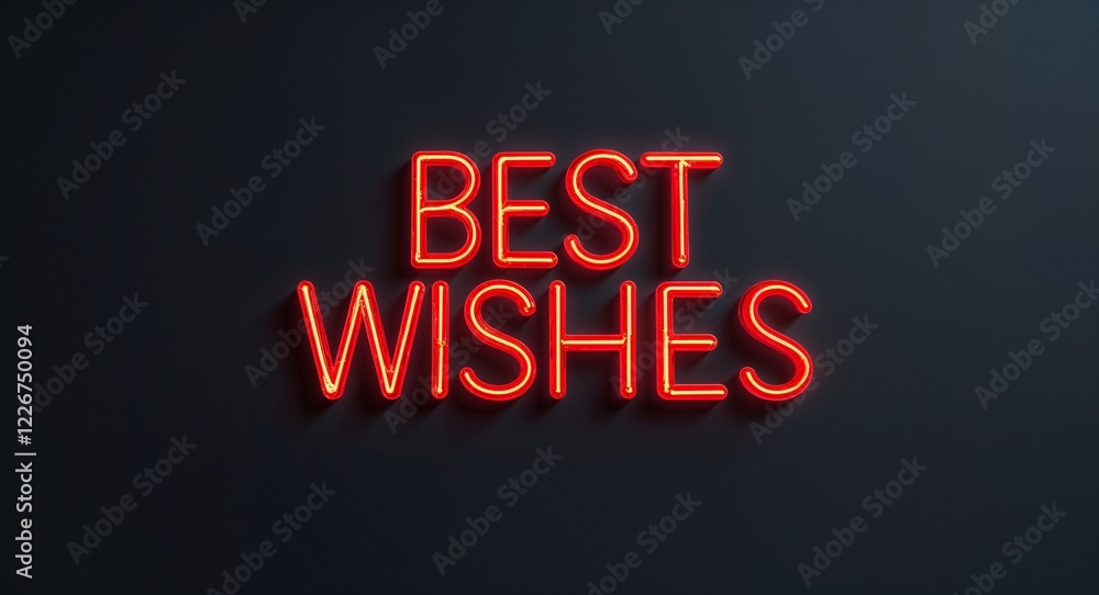best wishes word lettering with neon red glow on plain black dark background best wishes word lettering with neon red glow on plain black dark background