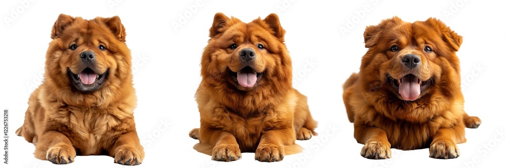 Fototapeta premium Chow chow dog set isolated on transparent background. PNG. Generated AI