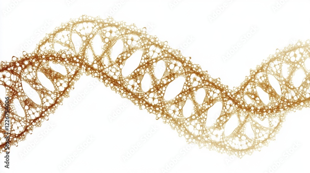 Obraz premium Abstract Gold and Brown DNA Helix on White Background