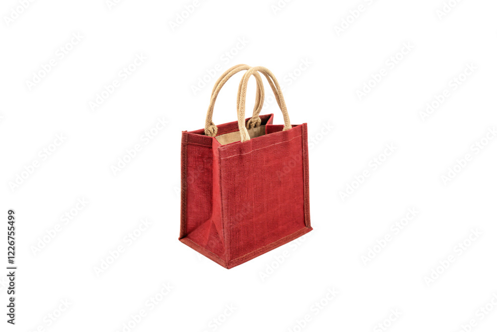 A vibrant red, textured fabric tote bag with sturdy handles, combining functionality with a bold and stylish design, isolated on a transparent background A vibrant red, textured fabric tote bag with sturdy handles, combining functionality with a bold and stylish design, isolated on a transparent background