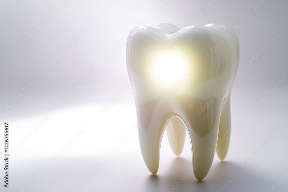 Close-up of a single tooth illuminated by a light source Close-up of a single tooth illuminated by a light source