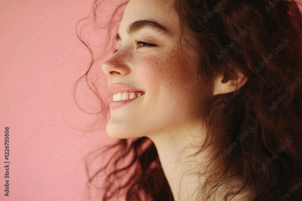 A close-up view of a woman's face and long hair A close-up view of a woman's face and long hair