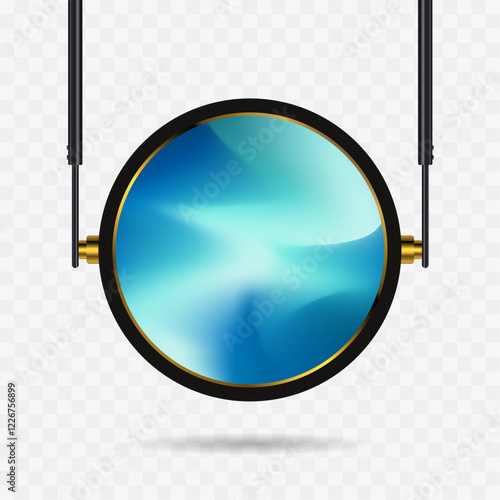 Transparent Hanging technology LED Screen Mockup in 3Ds. the opacity editable circle LED vector Illuminated TV lightbox with empty space for advertising design