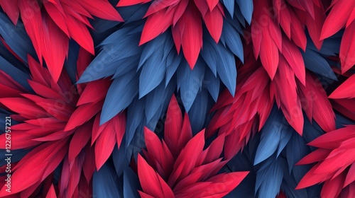 Wallpaper Mural Red and Blue Leaf Pattern Torontodigital.ca