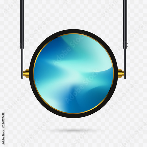Transparent Hanging technology LED Screen Mockup in 3Ds. the opacity editable circle LED vector Illuminated TV lightbox with empty space for advertising design