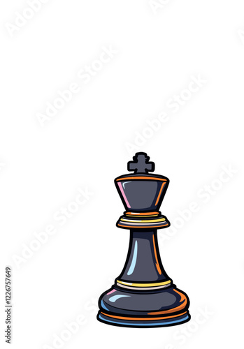 Black king chess piece standing on white background