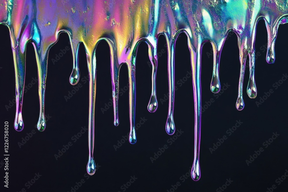 Naklejka premium A close-up shot of dripping liquid on a black background, suitable for use in science and technology-related contexts