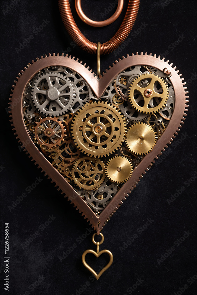 A mesmerizing mechanical heart crafted from gears A mesmerizing mechanical heart crafted from gears