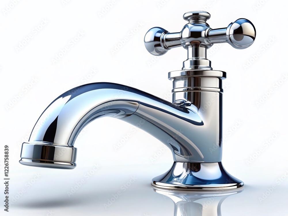 Faucet Panoramic Photography Isolated White Background Faucet Panoramic Photography Isolated White Background