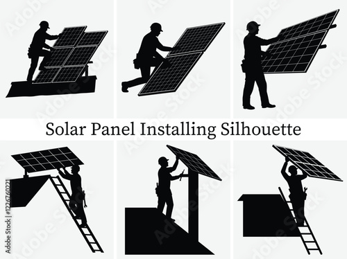 Solar Panel Installing Silhouette Design