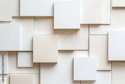 Wallpaper Mural 3D white squares protruding at various depths. Torontodigital.ca