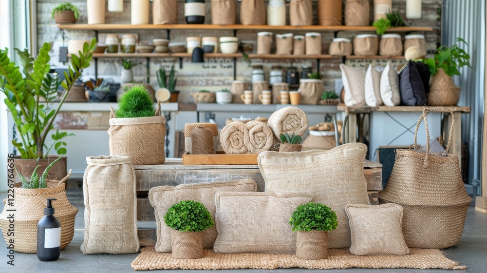 Nature inspired product photography showcasing eco friendly merchandise with natural string tags