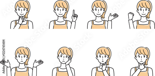 若い女性の表情セット