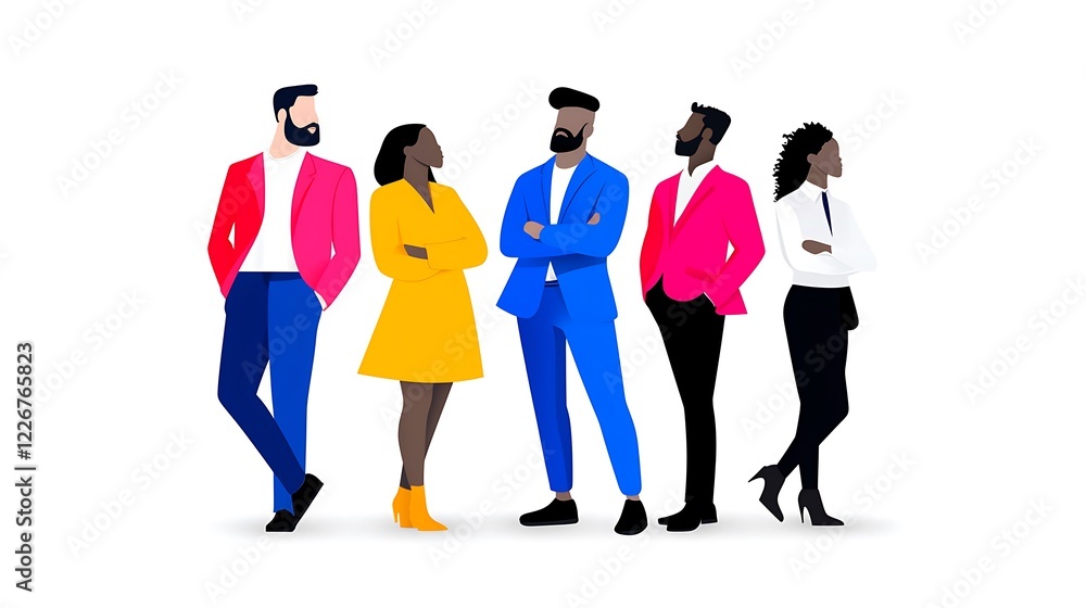 Diverse business team standing together, showcasing unity and collaboration. Diverse business team standing together, showcasing unity and collaboration.