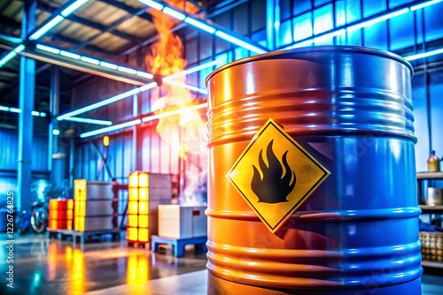 Flammable Liquid Label - Dimethylbutane, Methanol, Ethanol, Butanol - Hazardous Chemical Barrel - Long Exposure