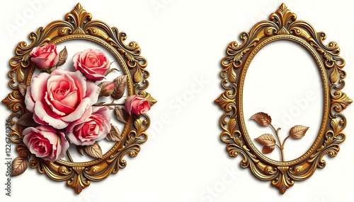 Ornate gold frames with roses and leaves