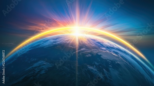 earth rainbow Earth with a double rainbow, emphasizing the beauty and rarity of natural phenomena