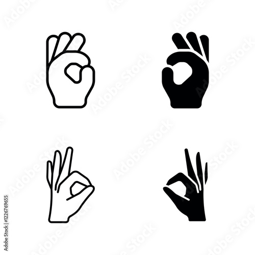 Gesture okay icon set color editable