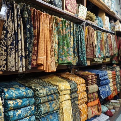 Wallpaper Mural A store filled with various colored fabrics Torontodigital.ca