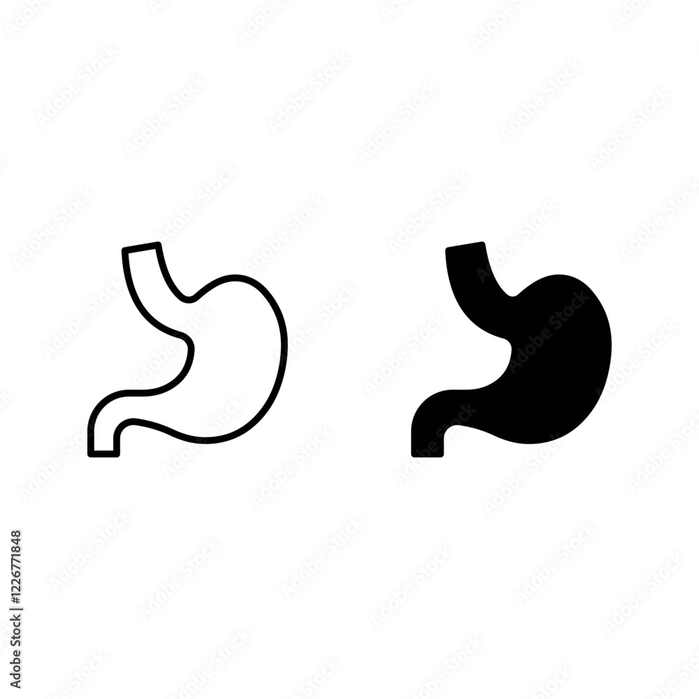 Stomach icon set color editable on white background Stomach icon set color editable on white background