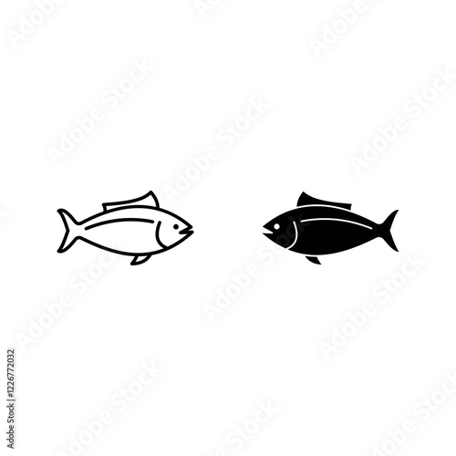 Tuna fish  icon set color editable