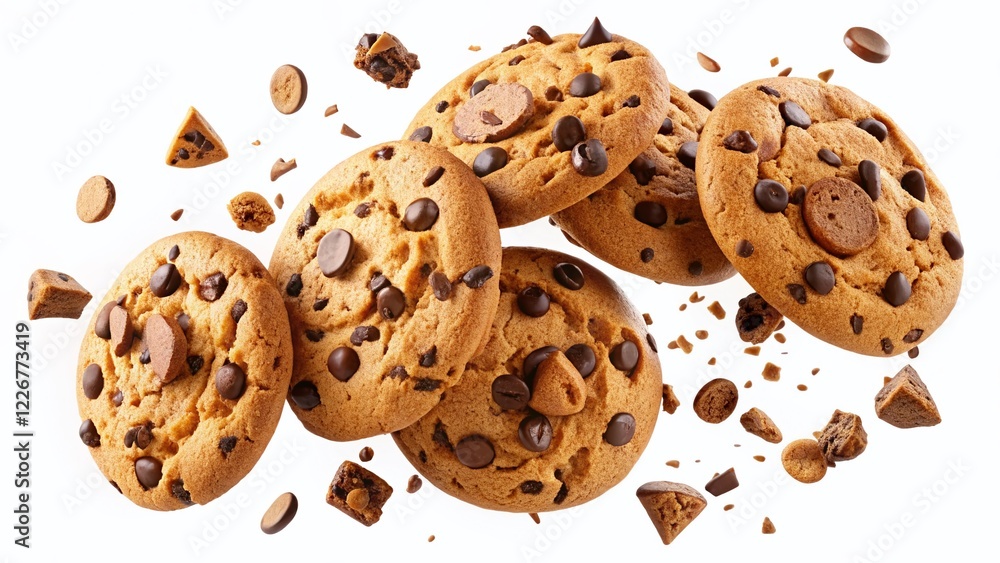 Flying Chocolate Chip Cookies - High Resolution Documentary Photography Flying Chocolate Chip Cookies - High Resolution Documentary Photography