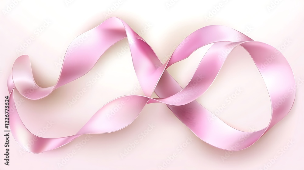 Pink ribbon swirls elegantly on a light background Pink ribbon swirls elegantly on a light background