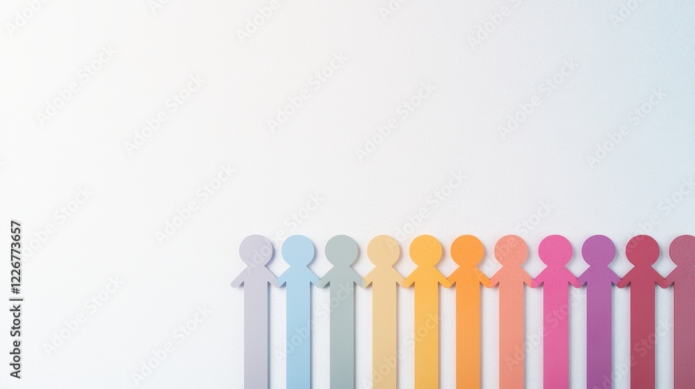 Colourful Silhouette Group Connection Colorful silhouettes holding hands, forming a chain of connection, white background Colourful Silhouette Group Connection Colorful silhouettes holding hands, forming a chain of connection, white background
