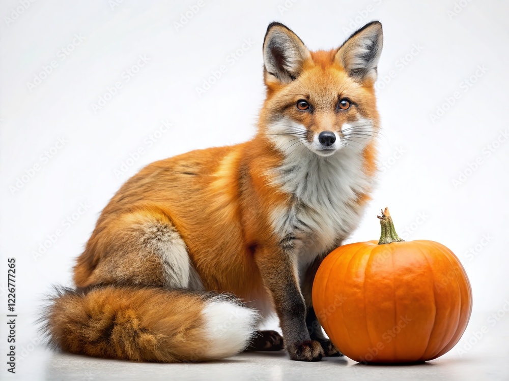 Fototapeta premium Fox Pumpkin Macro Photography AI Image