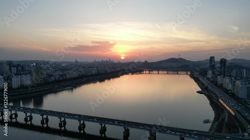 Wallpaper Mural Sunset at Namsan Mountain, Seoul Torontodigital.ca