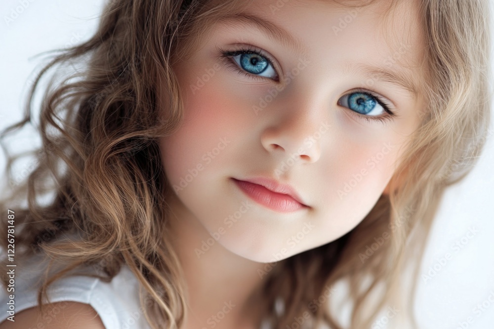 A young child with striking blue eyes in a close-up shot A young child with striking blue eyes in a close-up shot