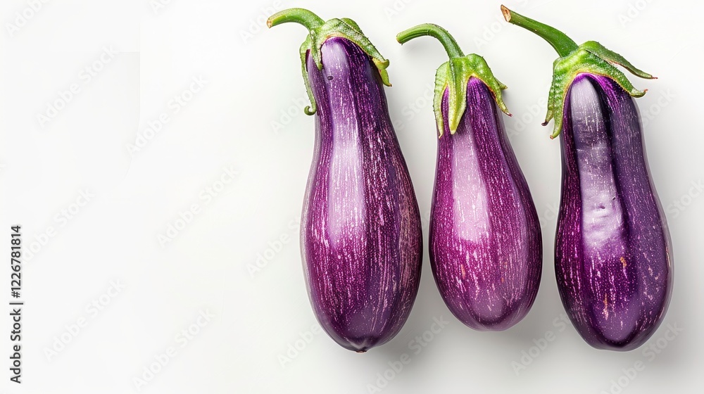 brinjal on white background. top view. empty space for your text brinjal on white background. top view. empty space for your text