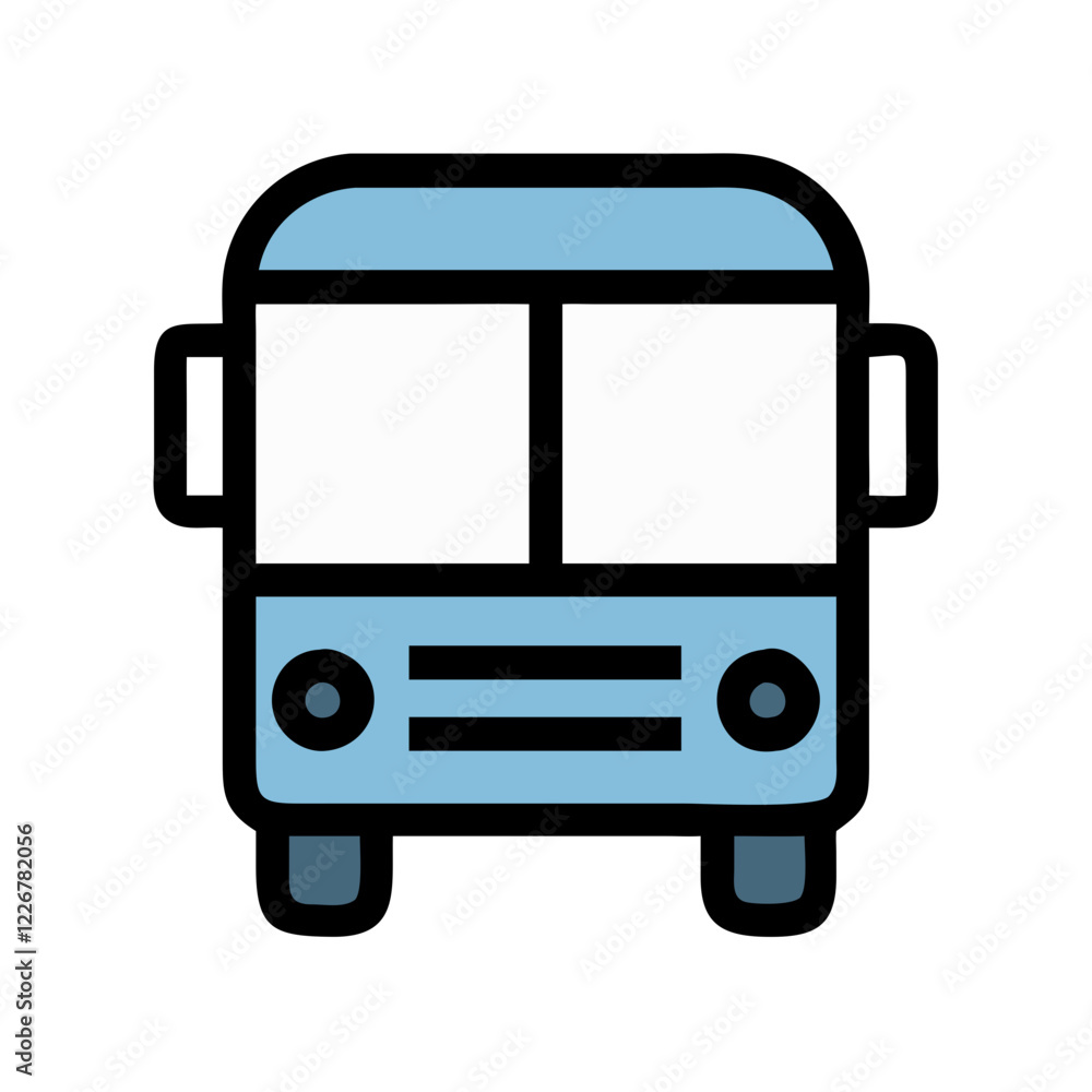 Bus Icon in blue color against a white background Bus Icon in blue color against a white background