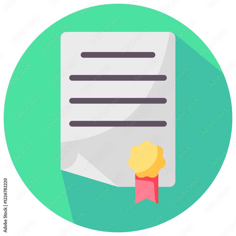 Fototapeta premium certificate vector round flat icon