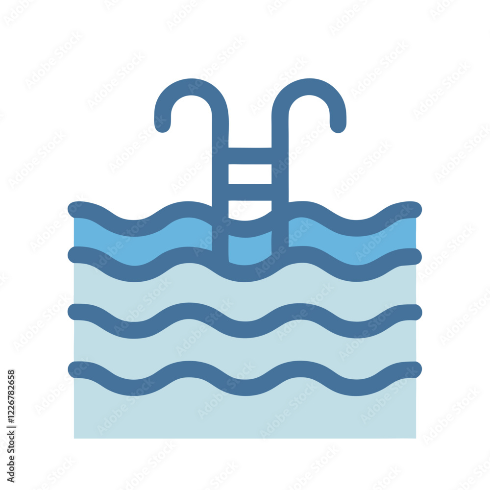 Pool Icon with ladder in blue water Pool Icon with ladder in blue water