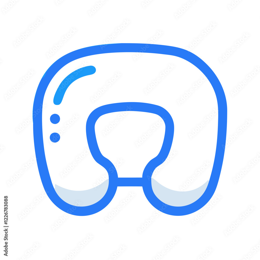 Travel Pillow Icon in blue outline design Travel Pillow Icon in blue outline design