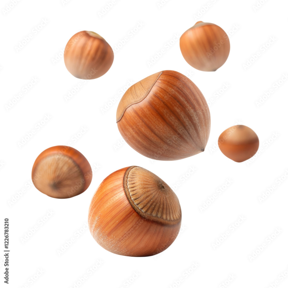 Hazelnuts in isolated space culinary focus minimalist environment close-up view, isolated on white or transparent background Hazelnuts in isolated space culinary focus minimalist environment close-up view, isolated on white or transparent background