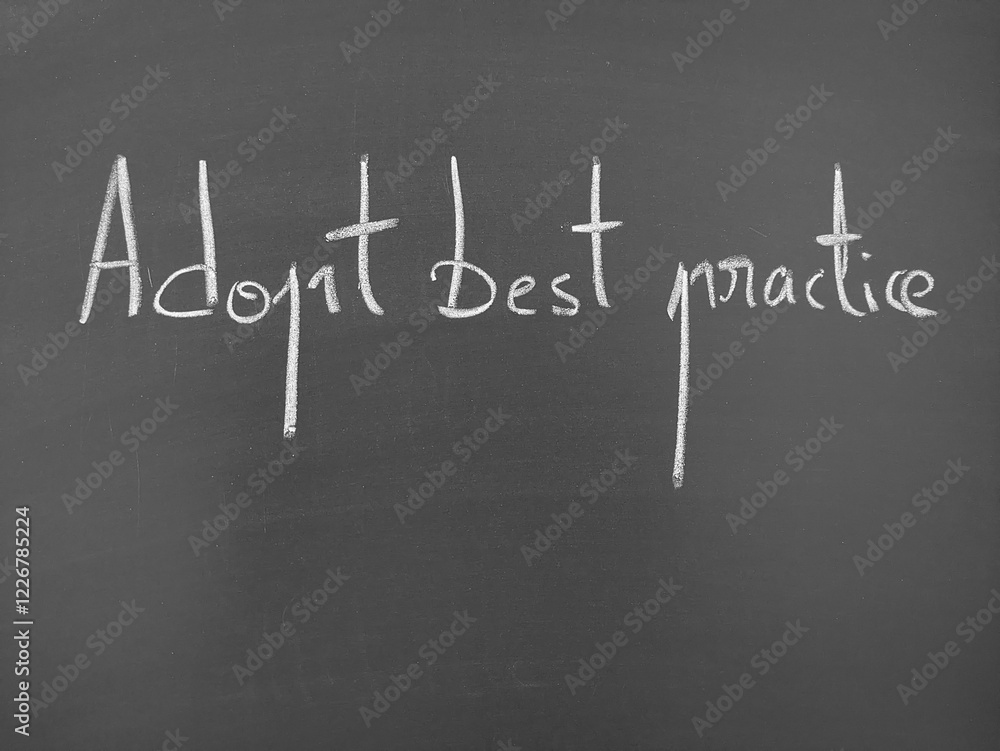 Obraz premium Adopt best practice message written on a chalkboard background
