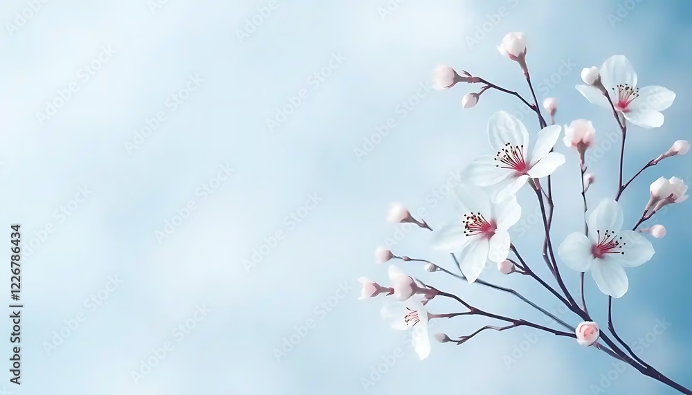 Delicate White Blossoms Against A Soft Blue Sky Delicate White Blossoms Against A Soft Blue Sky