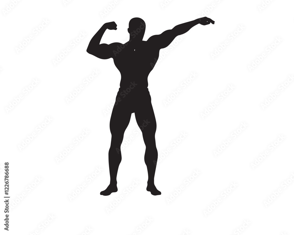 Bodybuilding Pose Illustration - Black Vector Design Bodybuilding Pose Illustration - Black Vector Design