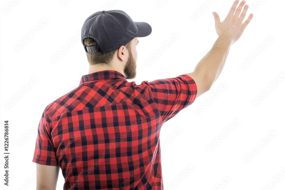 A person in casual attire with a distinctive shirt pattern, gesturing to indicate excitement or enthusiasm A person in casual attire with a distinctive shirt pattern, gesturing to indicate excitement or enthusiasm