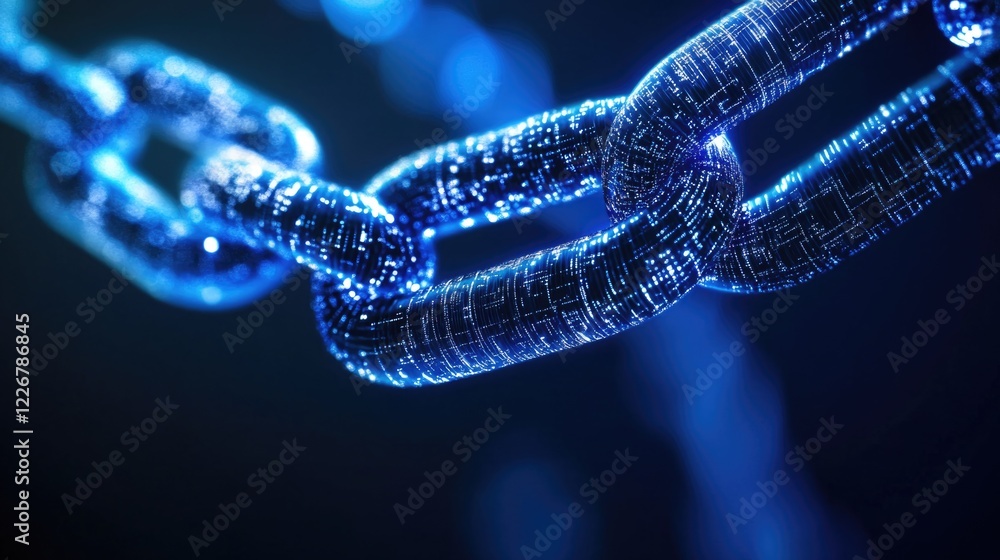 Chain with blue LED lights, isolated on black background Chain with blue LED lights, isolated on black background