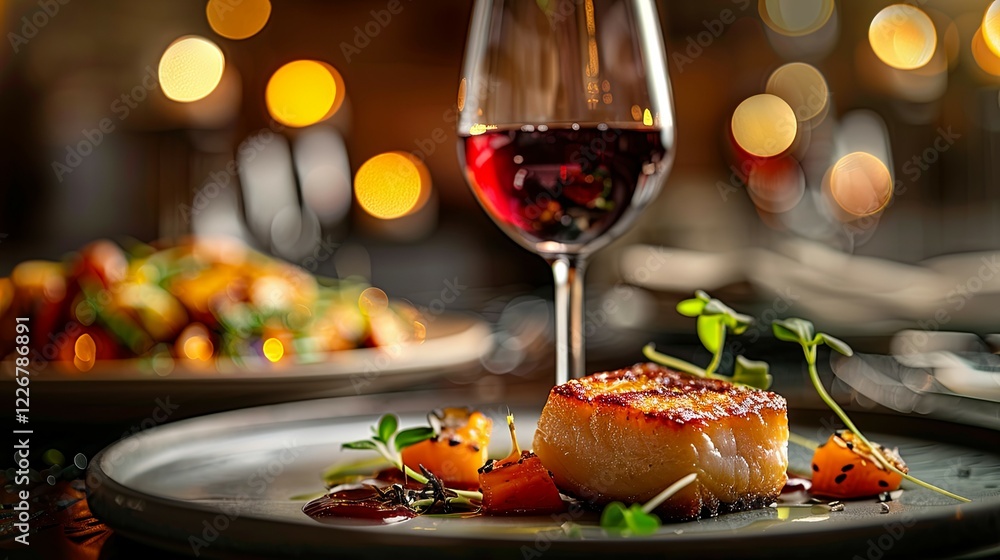 Pan Seared Scallop Dish With Red Wine Garnish Pan Seared Scallop Dish With Red Wine Garnish