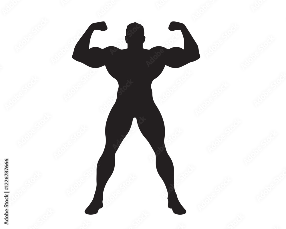 Bodybuilding Pose Illustration - Black Vector Design Bodybuilding Pose Illustration - Black Vector Design