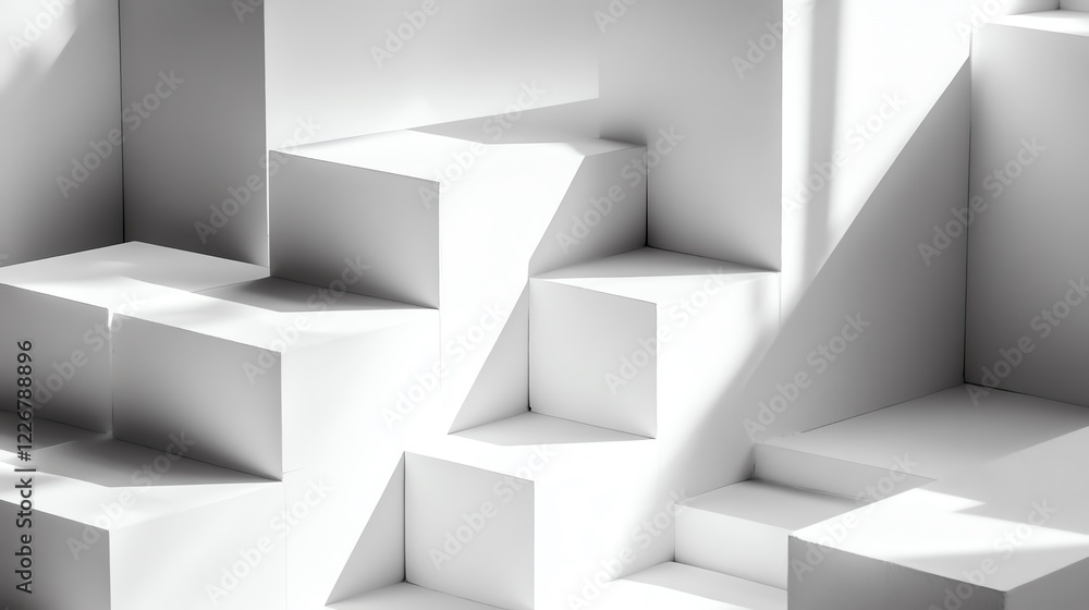 Abstract white geometric shapes creating modern architectural space. Abstract white geometric shapes creating modern architectural space.
