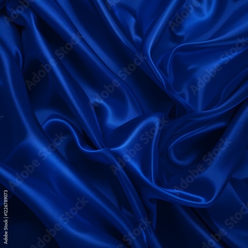 Wallpaper Mural Zafiro oscuro y textura satinada azul real. Pliegues de cortinas brillantes. Fondo abstracto con brillo sutil Torontodigital.ca