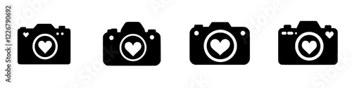 Cameras with heart symbols showcase the love for photography in a creative and artistic design