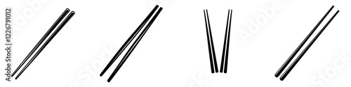 Black chopsticks in different positions, showcasing versatility and elegant design during a dining experience